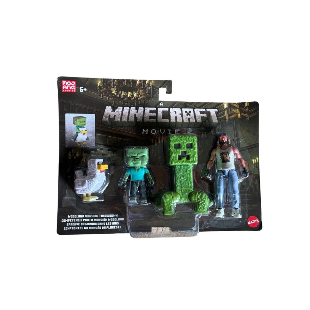A Minecraft Movie Woodland Mansion Throwdown 4-Pack Mattel JGC68 NEW